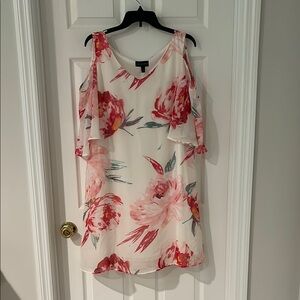 Connected Apparel Red Pink Floral Dress